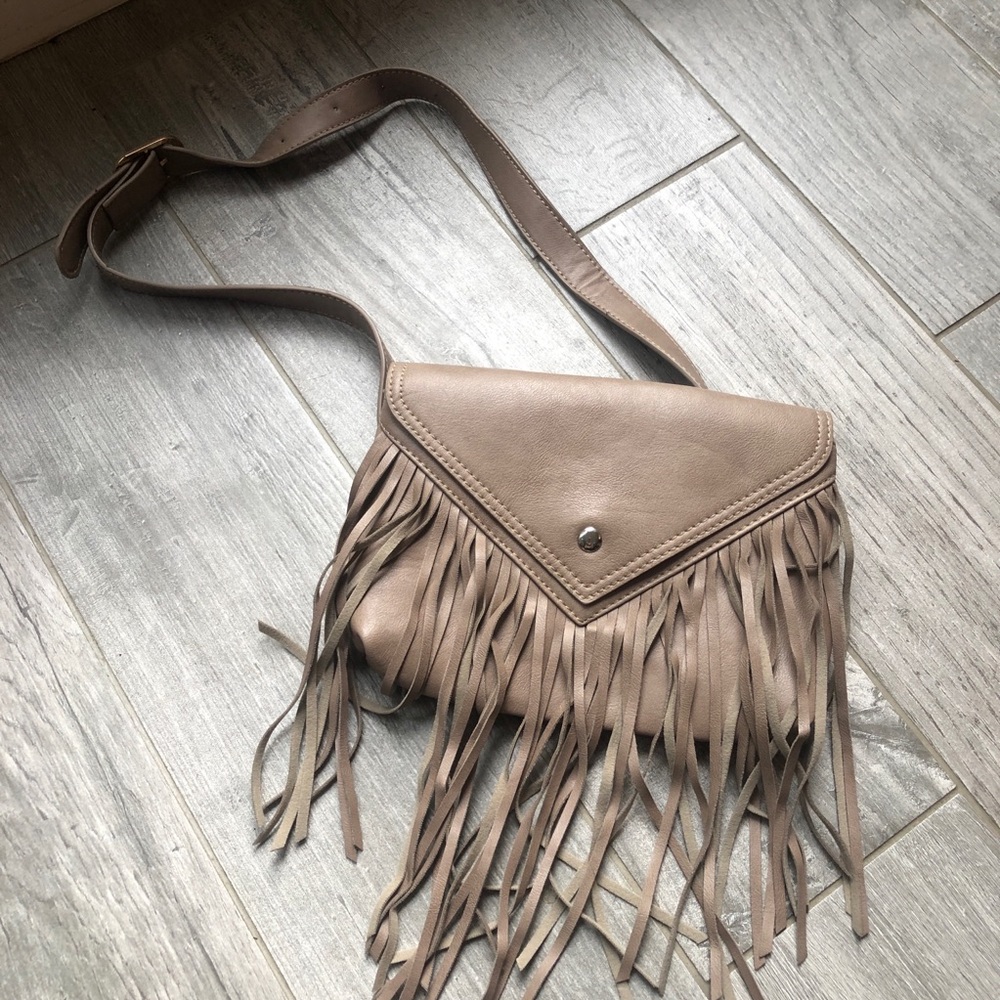 Beige Fringe Fanny Pack - OS